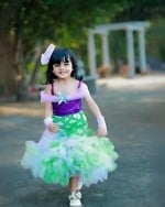 Designer mermaid gown with off-shoulder, toddler girl, birthday or wedding, stylish