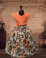 Girls floral organza lehenga with trendy crop top, stylish festive wear