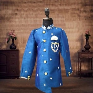 Personalised Baby Boy Sherwani with Golden Dhoti Ethnic Wear Pink Blue India