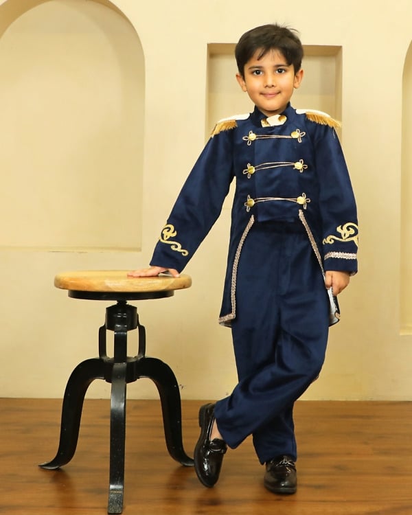 Baby Boy Blue Velvet Prince Costume Birthday Outfit Royal Party Wear Pink Blue India