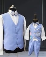 Blue Father Son Matching Waistcoat Set Family Coordinated Outfit Pink Blue India