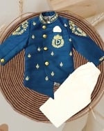 Hand Work Blue Sherwani for Boys Wedding and Festive Wear Pink Blue India