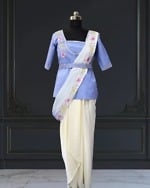 Indo Western 3 Piece Dress for Women Party Wear Fashion Outfit Pink Blue India