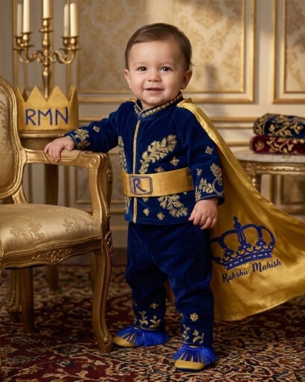 Royal blue boys kurta pajama set, ethnic wedding outfit for kids festive wear