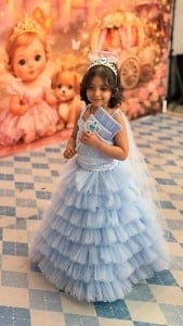 Baby Girl Dream Birthday Dress Pink Blue India party wear front view