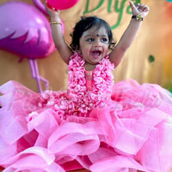 Girl Pink Dress with Bow happy client Image