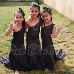 Black Sequin Girls Fish Cut dress real customer pictures