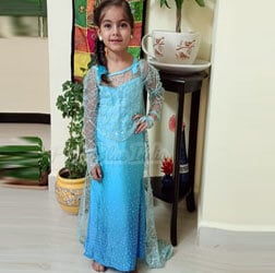 Blue Color Girl Birthday party dress real customer pictures