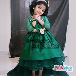 Green High low dress for Baby Girl