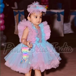 Pink and Blue Short Girl Frock happy client diary picture