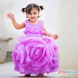 Baby Girl Designer Dress With Flower Pattern
